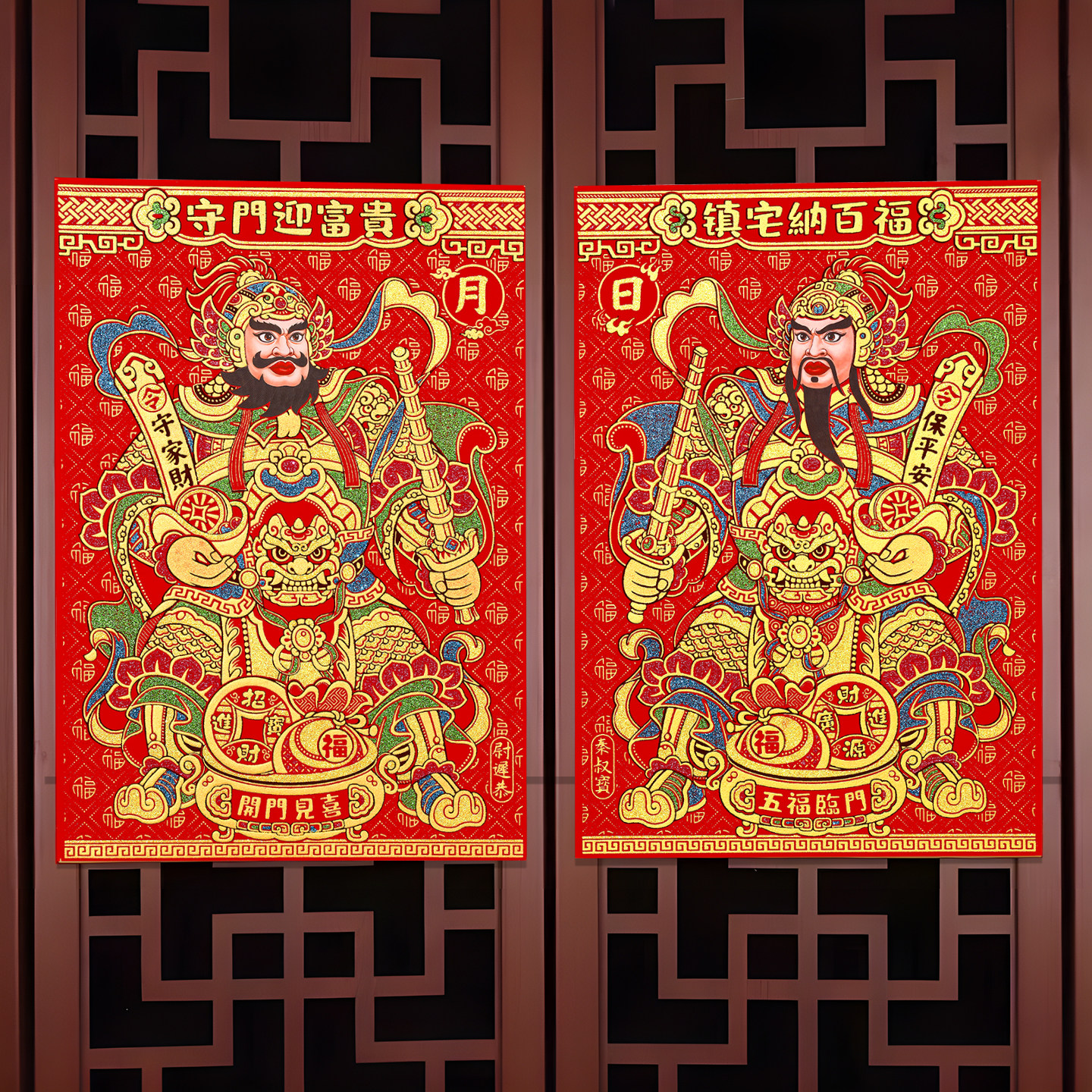 2026马年绒布门神贴自粘大门镇宅秦叔宝尉迟恭门神贴门贴农村年画,节庆用品/礼品,门神,淘宝优惠券,粉丝福利购,淘宝优惠卷