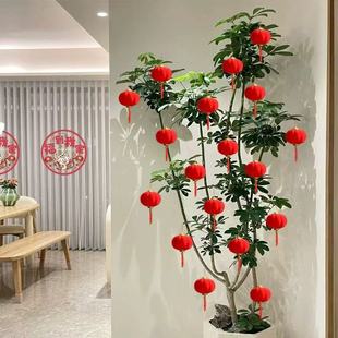 迷你小红灯笼挂饰灯笼绿植树上新款2025挂件装饰植绒新年场景布置