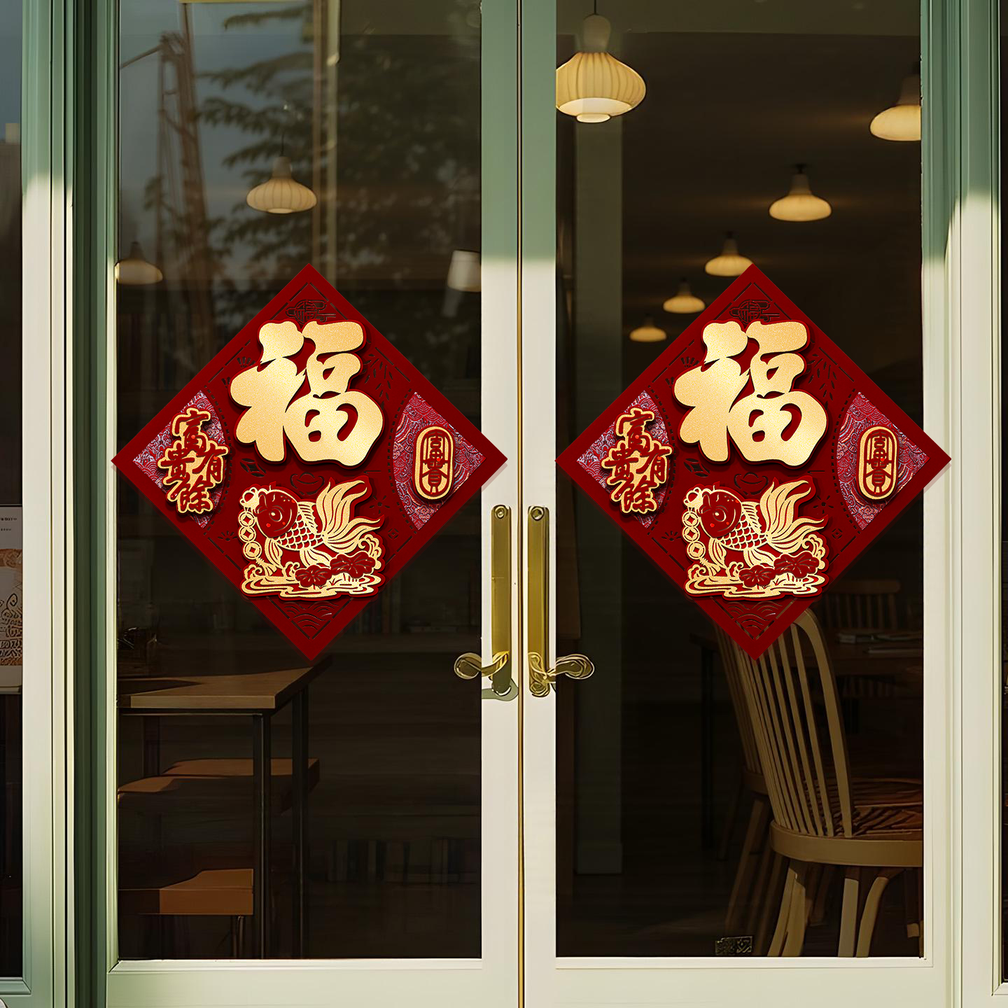 马年2026春节福字门贴过年植绒立体入户门装饰贴新年大门布置贴画