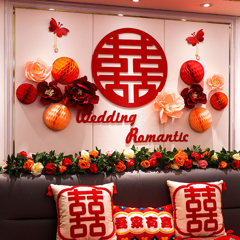 男方蜂窝球婚房布置套装