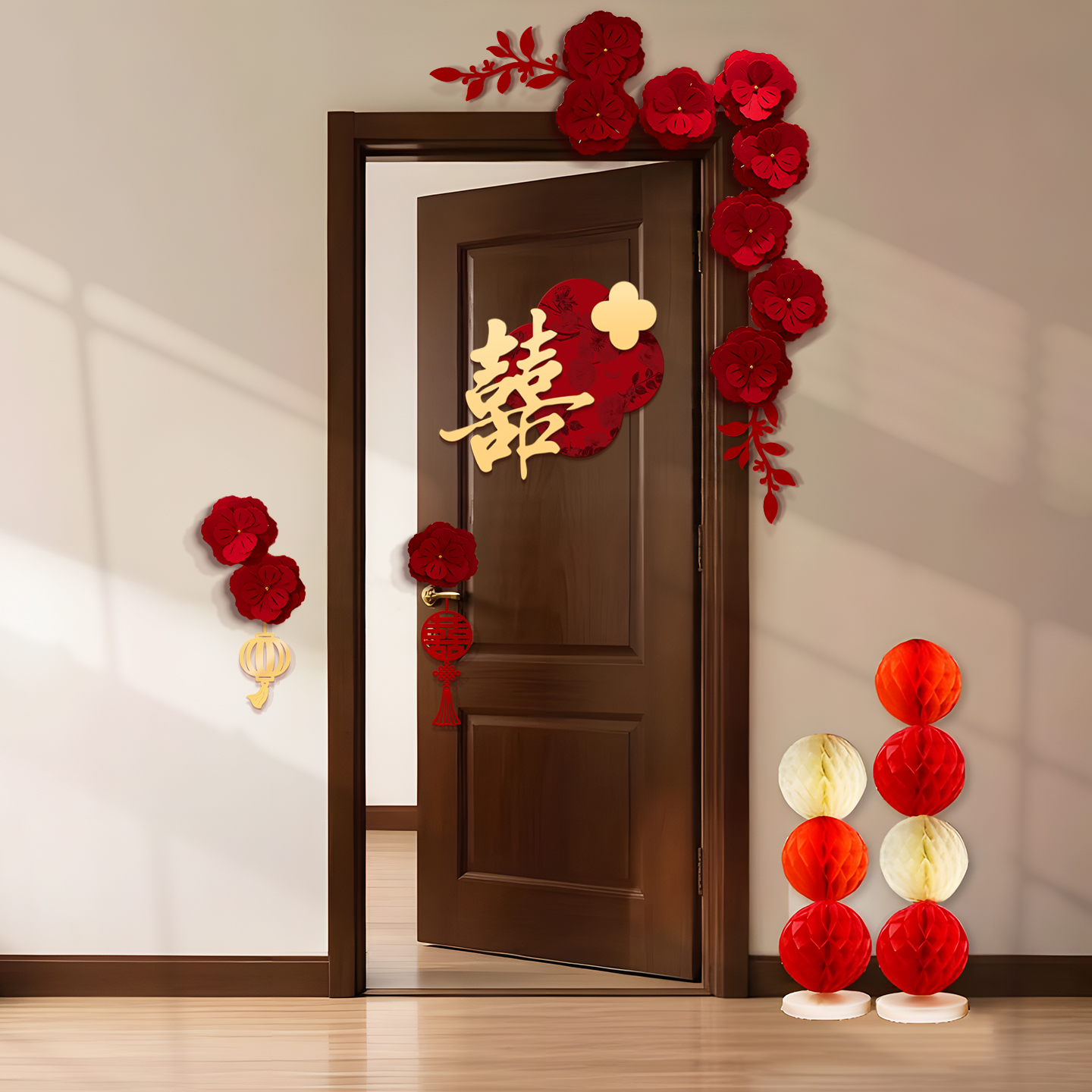 婚房布置套装喜字门贴结婚用品大全婚礼装饰女方男方卧室专用喜字