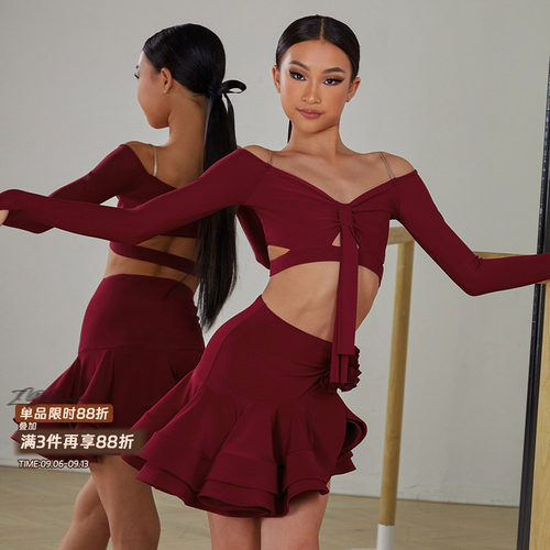 重工半身裙大摆裙拉丁舞服女童