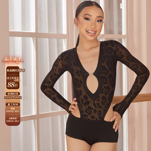 小小ZYM【豹豹猫】上衣深V连体拉丁舞练功服女童腰部镂空25096