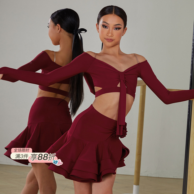 重工半身裙大摆裙拉丁舞服女童