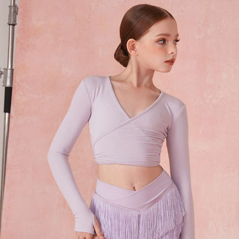 小小ZYM【彩色胶卷】上衣围裹式系带拉丁舞服女童多种穿法24078