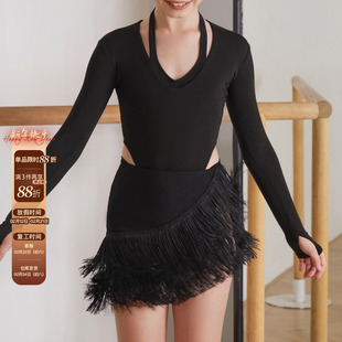 小小ZYM【&】半裙加密流苏开叉拉丁舞练功服女童百搭带底裤2412