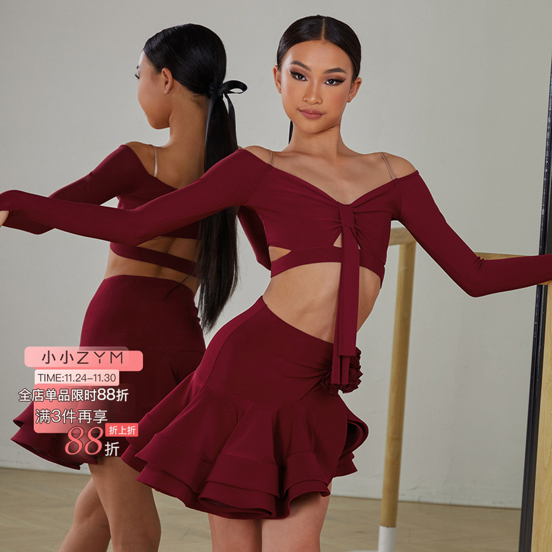 重工半身裙大摆裙拉丁舞服女童