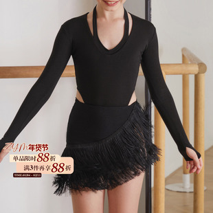 小小ZYM【&】半裙加密流苏开叉拉丁舞练功服女童百搭带底裤2412
