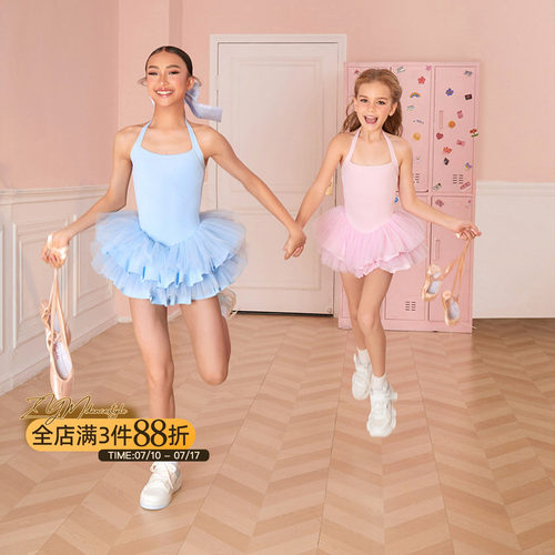 小小ZYM【小花仙】连衣裙蓬蓬裙新品拉丁舞练功服女童绑带25040
