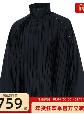 nike耐克女子CLLCTN运动休闲褶裥缎面垂坠立领夹克外套HJ0518-010