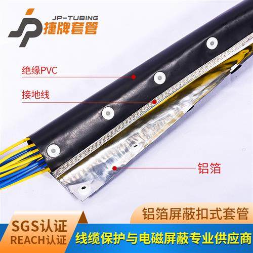 EMC金属屏蔽套管电磁防屏蔽抗干扰铝箔屏蔽扣式套管电线屏蔽套管