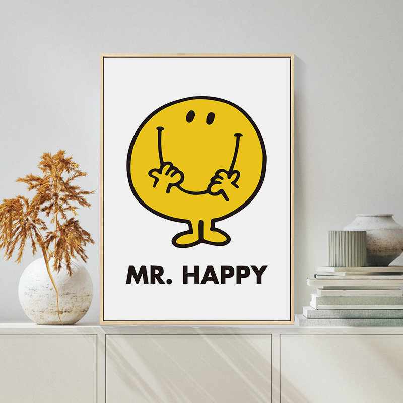 简约现代笑脸装饰画极简微笑摆画治愈系儿童房挂画卡通文艺壁画