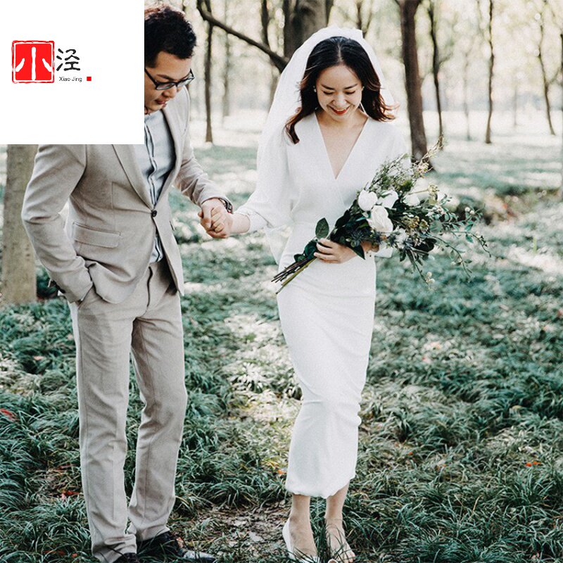 轻婚纱极简约长袖2020新款缎面森系超仙旅拍裙小个子礼服出门纱女|ruв категории Женская одежда, Cвадебные платья, свадебное платье - от Buy2taobao.com для оказания профессиональной услуги покупки агента Taobao