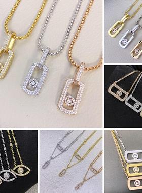 滑动钻项链925银镀18K金冰糖心精工时尚优雅气质田园风滑动钻项链