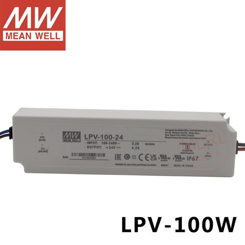 台湾明纬恒压防水开关电源LPV-100-12V/24V户外照明LED驱动100W