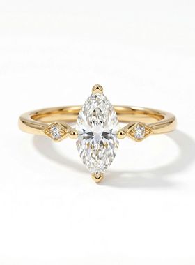 S925银镀金莫桑钻马眼戒指2克拉6*12小众ins风法式戒指环厂家批发