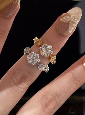 五花排戒S925纯银甜美花朵戒指双面佩戴轻奢时尚轻奢精致百搭指环