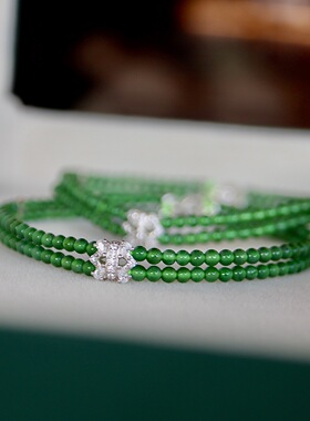 天然A货翡翠小米珠手链双排款新中式国风小米珠饰品抖音电商货源