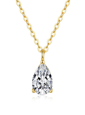 1克拉水滴梨形吊坠女士镀14K黄金925纯银莫桑石项链跨境专供代发