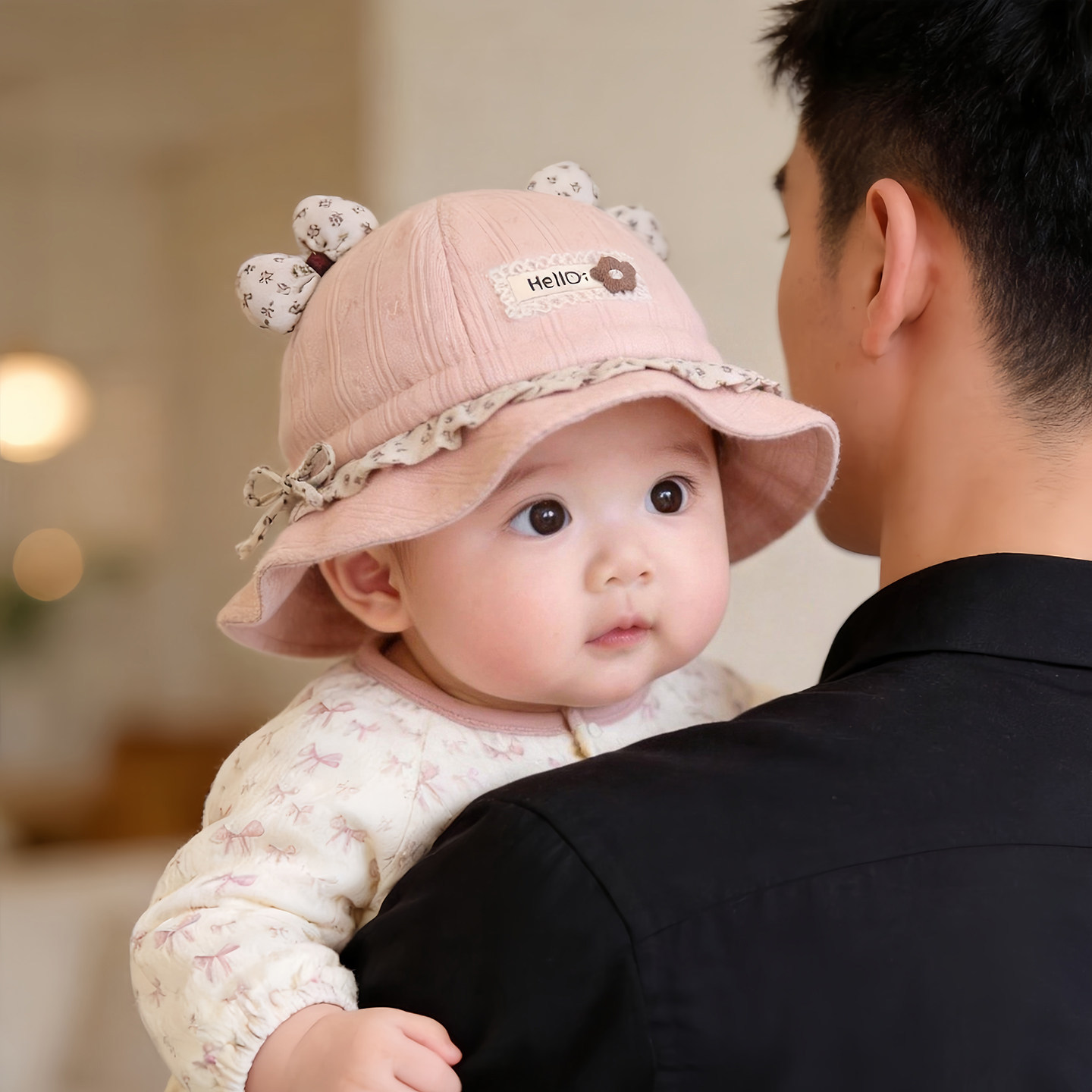 婴儿帽子秋冬款保暖防风公主渔夫帽女宝宝小月龄韩系蝴蝶结盆帽潮