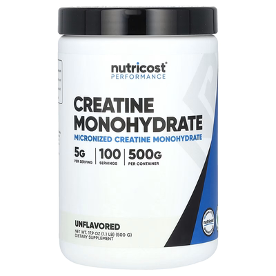 美国直邮Nutricost Creatine Monohydrate一水肌酸冲饮粉原味500g
