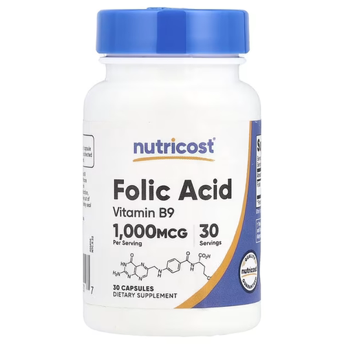 现货Nutricost Folic Acid 成人叶酸产前孕期心脏健康30粒易吸收