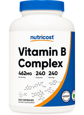 美国直邮Nutricost 复合维生素B族 Vitamin B Complex VB 240胶囊