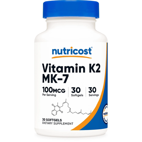 美国直邮Nutricost Vitamin K2 MK-7 维生素K2 软胶囊100mcg 30粒