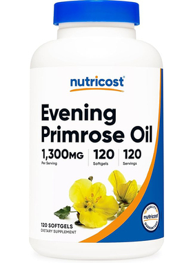 现货美国Nutricost Evening Primrose Oil月见草精油 1300mg120粒