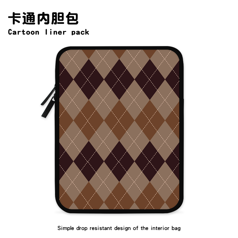 简约格子平板ipad内胆包收纳包卡通笔记本电脑14适用联想air苹果mac华为15.6寸保护套惠普戴尔小米定制内胆包