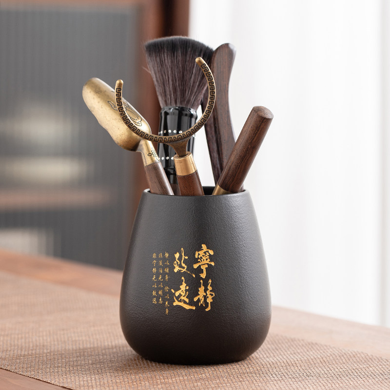 茶道六君子套装功夫茶具配件用品大全茶夹刀勺收纳筒茶桌泡茶工具