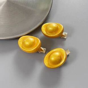 趣味金元宝造型侧边发夹 招财吉祥寓意 编发装饰喜庆可爱头饰