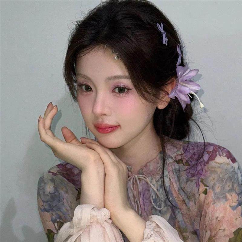 紫色百合花朵发夹侧边夹氛围感气质头花发饰女超仙百搭芭蕾风,饰品/流行首饰/时尚饰品新,发饰,淘宝优惠券,粉丝福利购,淘宝优惠卷