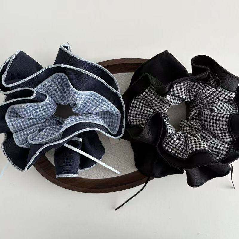 新款复古韩系双层黑色格纹蝴蝶结大肠发圈百搭高级丸子发绳马尾女,饰品/流行首饰/时尚饰品新,发饰,淘宝优惠券,粉丝福利购,淘宝优惠卷