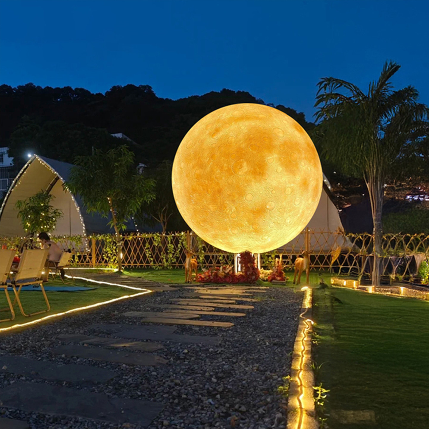 月球灯吊灯3D创意大号酒吧星球餐厅装饰灯户外造景圆球氛围庭院灯