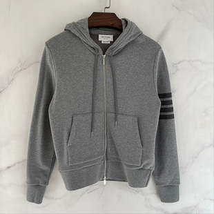 男女同款 2025SS 外套卫衣 灰色四杠色织纯棉拉链帽衫 现货 新配色