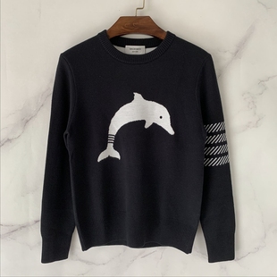BACK TAYLOR 胸前海豚图案四条白杠羊毛圆领毛衣 秋冬新款 2025FW