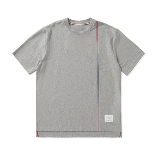 领口定制纹路 T恤 防变形 自留款 2025SS 推荐 单肩竖条纹圆领短袖