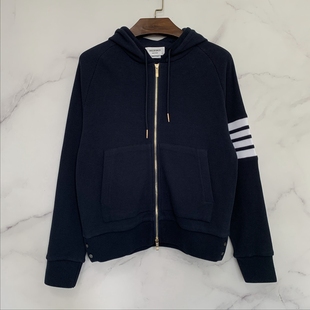 正常版 藏蓝色灰色连帽四条杠卫衣套头帽衫 型 华夫格系列 2025新款