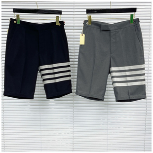 男款 款 四条白杠色织羊毛五分休闲裤 西装 夏季 短裤 经典