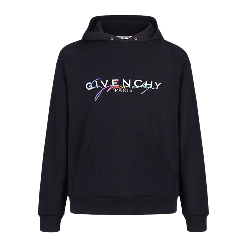 Givenchy 纪梵希 男士黑色渐变印花连帽卫衣 BMJ03D30AF-001