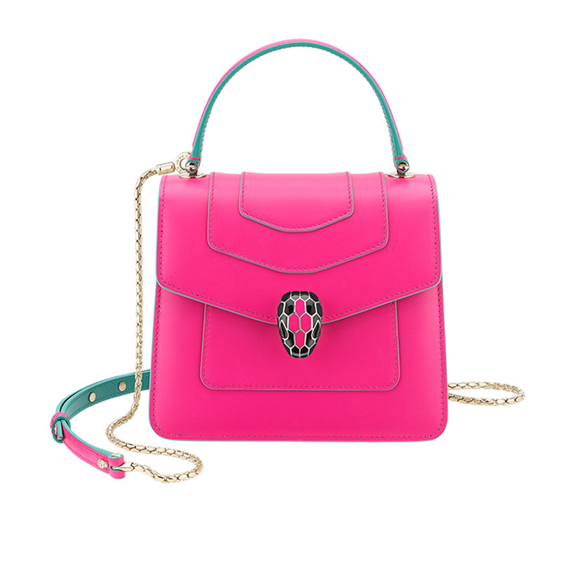 BVLGARI宝格丽 2020春夏女包粉色小牛皮蛇头扣单肩包斜挎包