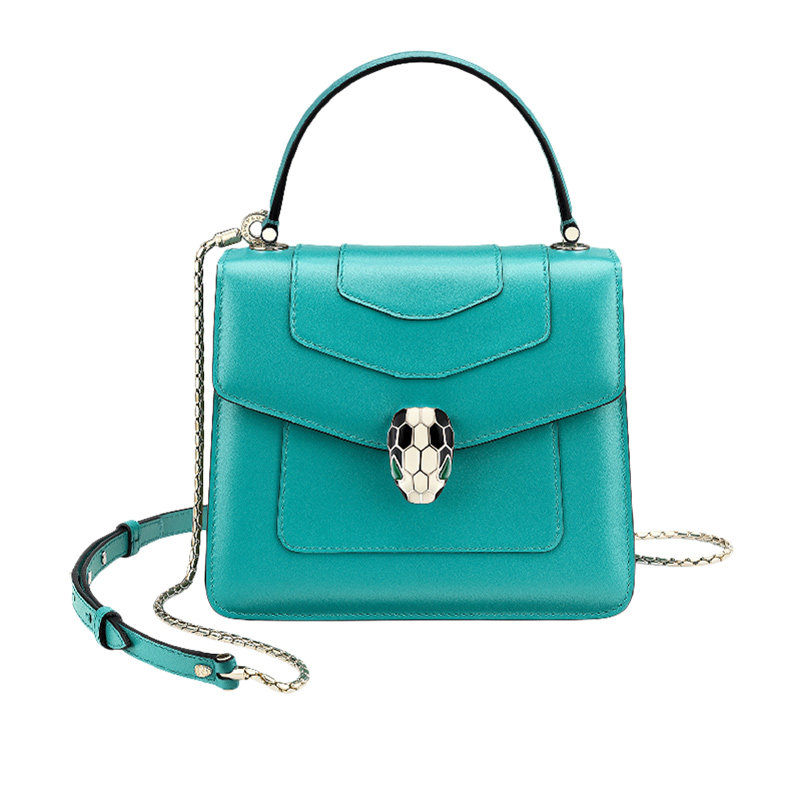 BVLGARI 宝格丽 女包碧玉色小牛皮斜挎包单肩包手提包