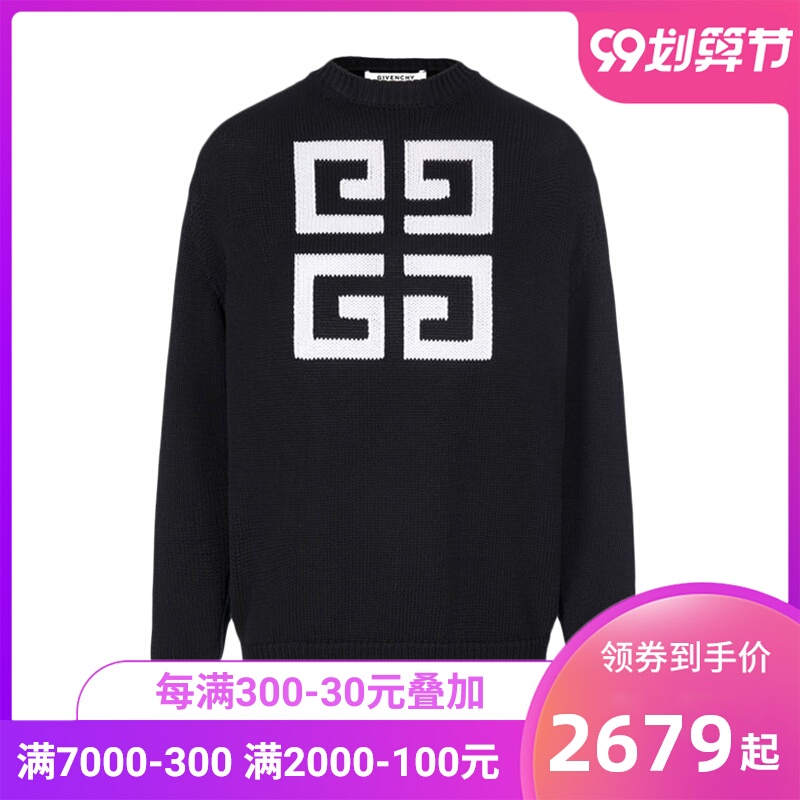 Givenchy 纪梵希 女士黑色4G Logo棉质套头衫时尚针织衫