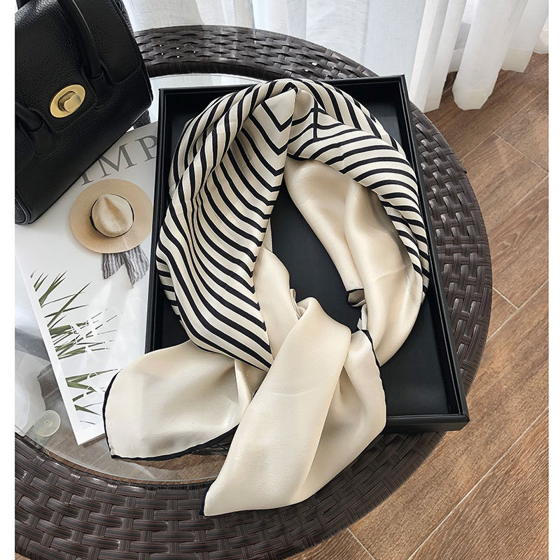 韩国洋气时尚风桑蚕丝条纹大方巾