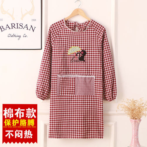 罩羽绒服厨房家用长袖围裙新款