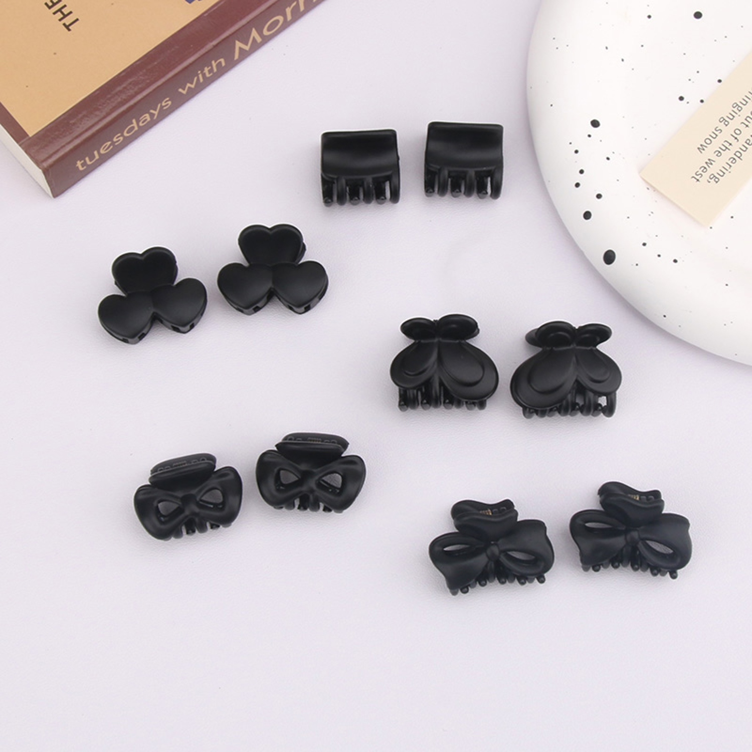 5个装简约黑色小发夹韩国发饰