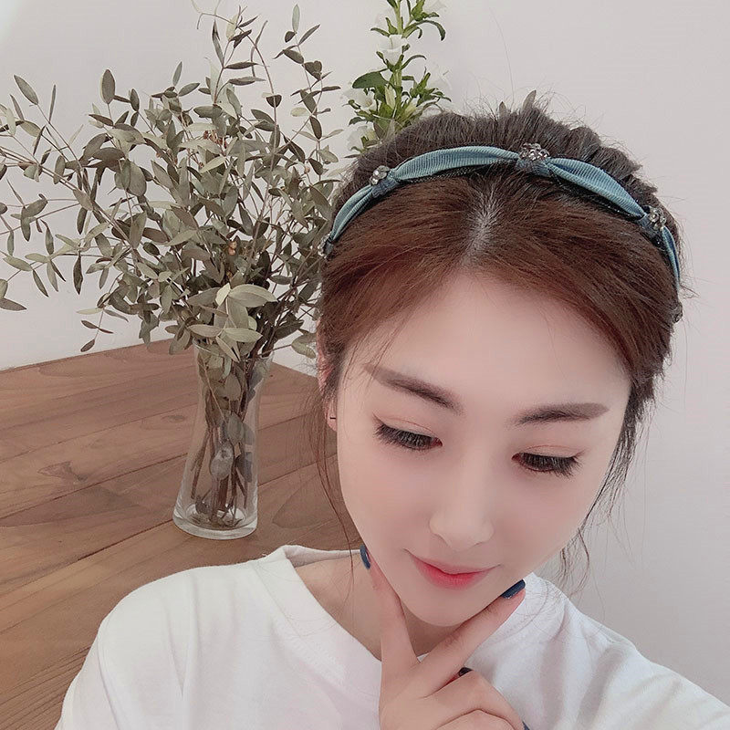 发箍带钻女发饰品黑色头箍头饰短发韩国防滑压发韩版细边夹子发卡