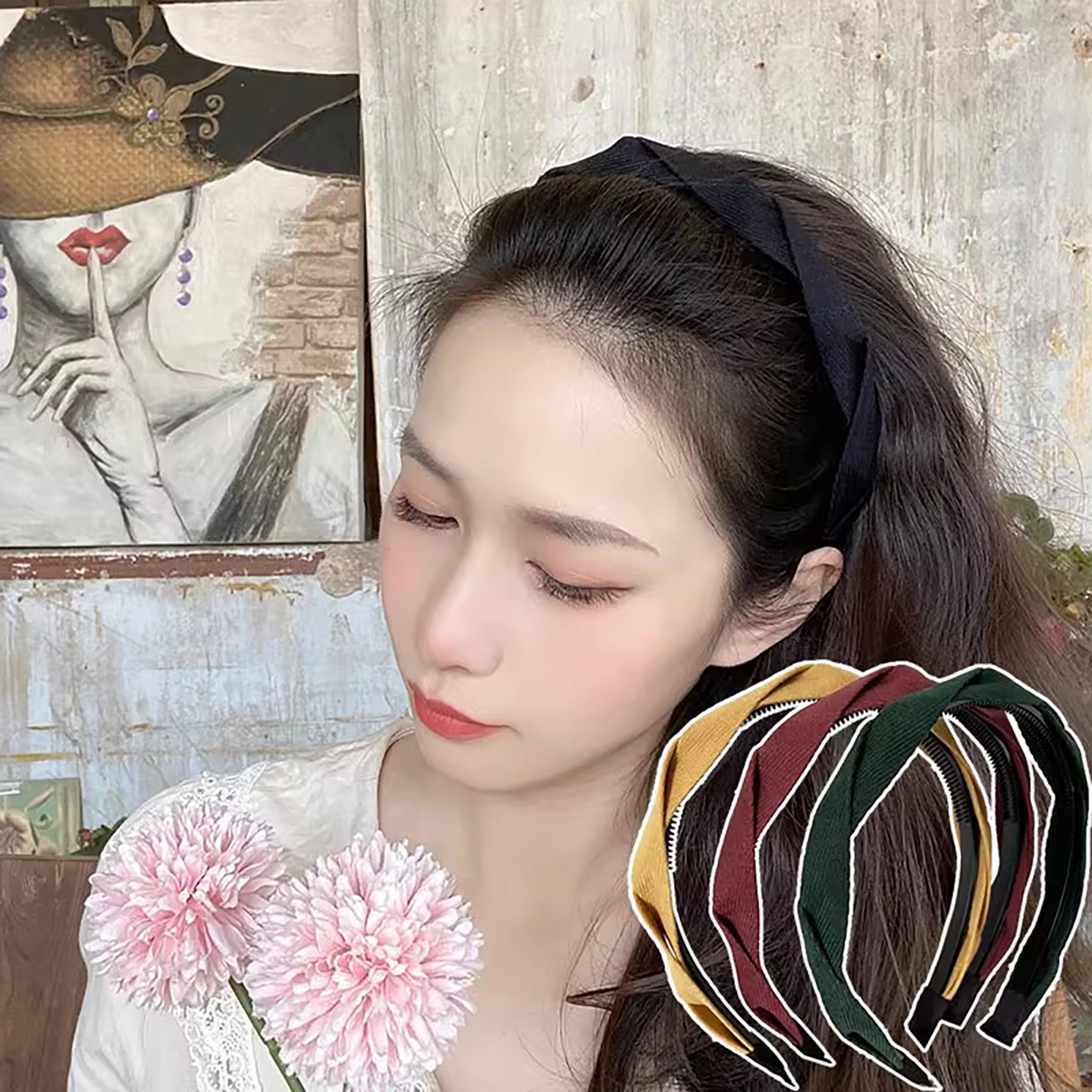 百搭简约麻花发卡网红发箍防滑