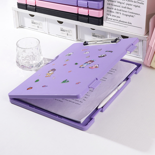a4多功能文件夹透明收纳盒试卷整理夹立式置物文件盒大容量PP加厚写字垫板夹二合一莫兰迪高颜值办公用品大全